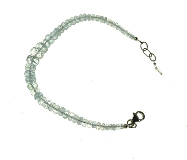 SS Aquamarine Faceted Bead Bracelet