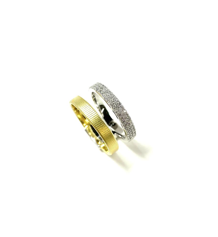 SS CZ Vermeil Double Layer Band Ring Size 7