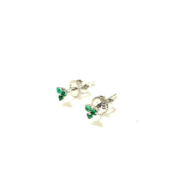 14KW Emerald Triple Cluster Earrings