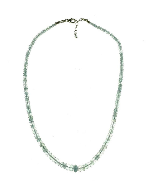 SS Aquamarine Faceted Bead Necklace