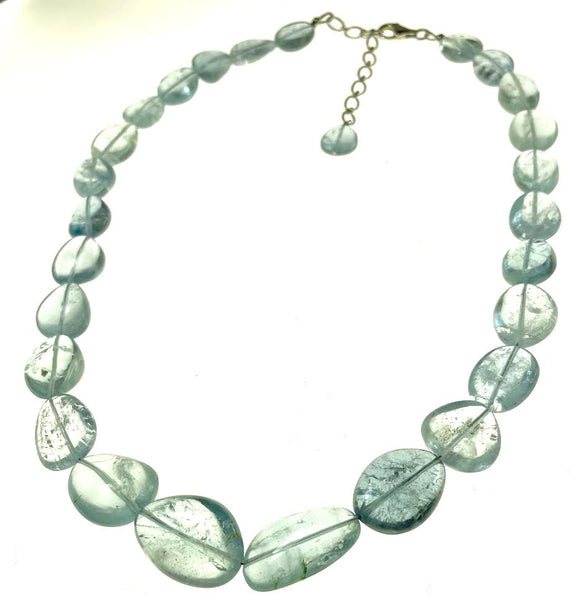 SS AAA Aquamarine Graduated Bead Necklace