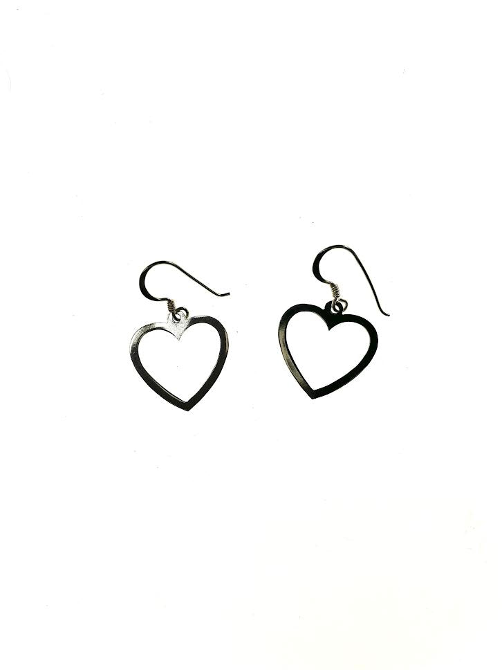 SS Heart Dangle Earrings