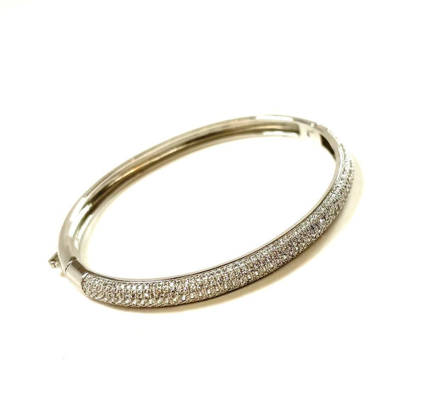 SS CZ Five Row CZ Bangle Bracelet