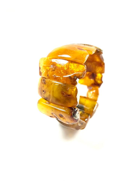 Butterscotch Amber Nugget Elastic Wide Bracelet