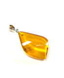 SS Amber Orange Leaf Pendant