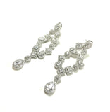SS CZ Multi-Shape Two Row Dangle Earrings
