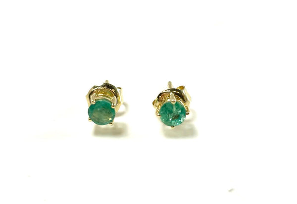 14K Emerald 4mm Stud Earrings