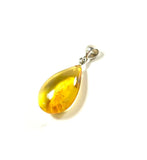 SS Amber Pear Pendant with Visible Insect