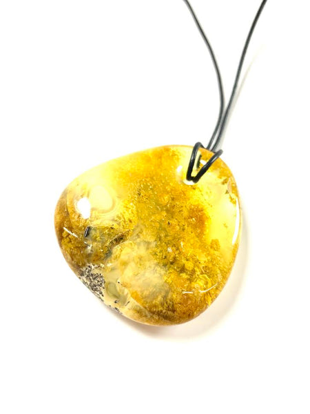 Assorted Amber Nugget Leather Drop Necklace