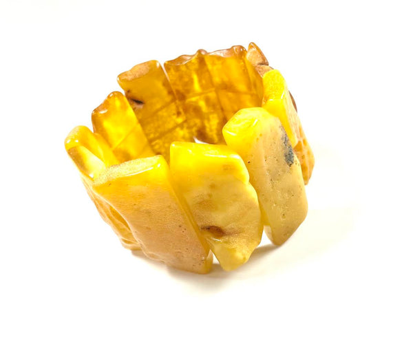 Butterscotch Amber Nugget Wide Bracelet