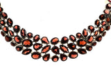 SS Garnet Three Row Toggle Necklace