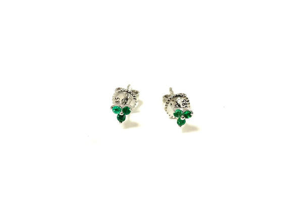 14KW Emerald Triple Cluster Earrings
