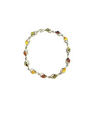 SS Amber Multicolor Pear Bezel Bracelet