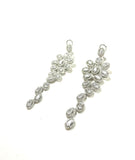 SS CZ Oval Flower Drop Earrings