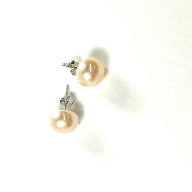 SS Fresh Water Pearl 11mm Peach Studs