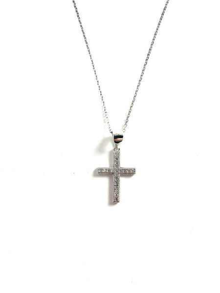 SS CZ Cross Necklace