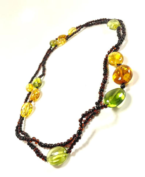 Amber Long Beaded Multicolor Wrap Necklace