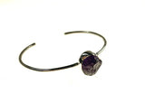 SS Amethyst Rough Cuff Bracelet