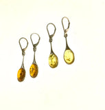 SS Amber/Yellow Amber Oval Drop Earrings