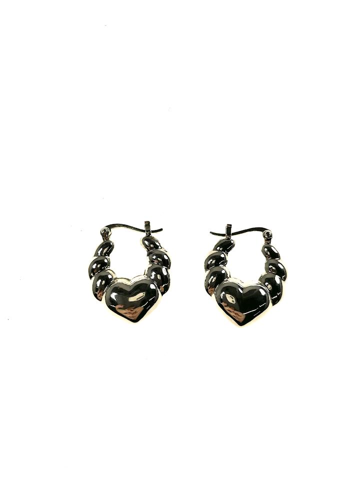 SS Heart Hoop Click Earrings