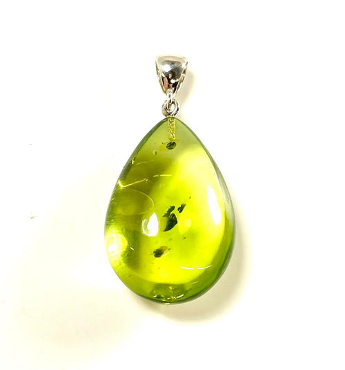 SS Caribbean Amber Medium Puff Drop Pendant