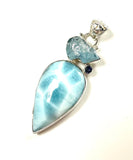 SS Larimar and Rough Blue Topaz Pendant