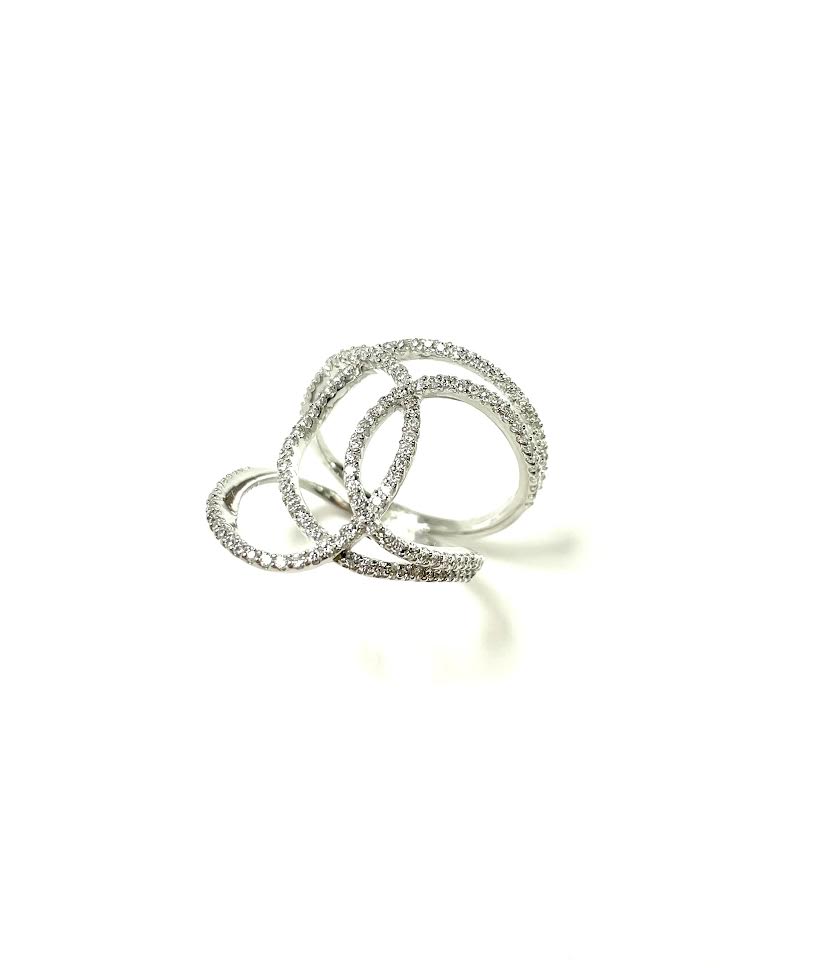 SS CZ Criss-Crossing Swirls Ring Size 7