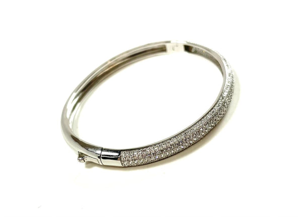 SS CZ Five Row CZ Bangle Bracelet