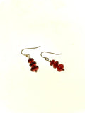 SS Garnet Three Bead Earrings