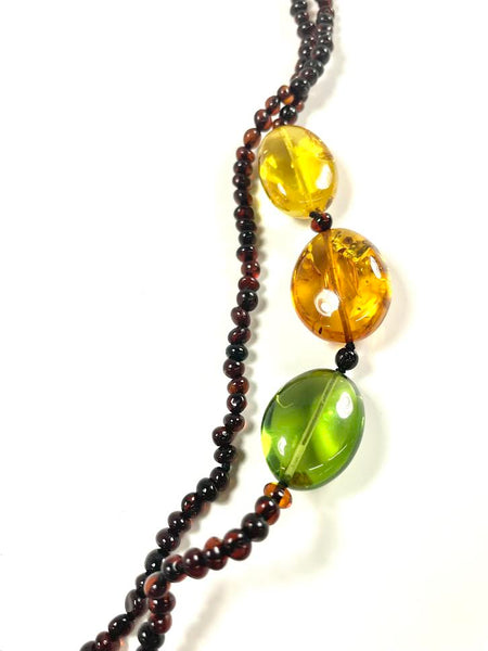 Amber Long Beaded Multicolor Wrap Necklace