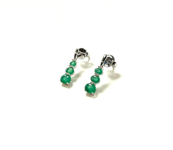 14KW Emerald Graduated Oval Earrings