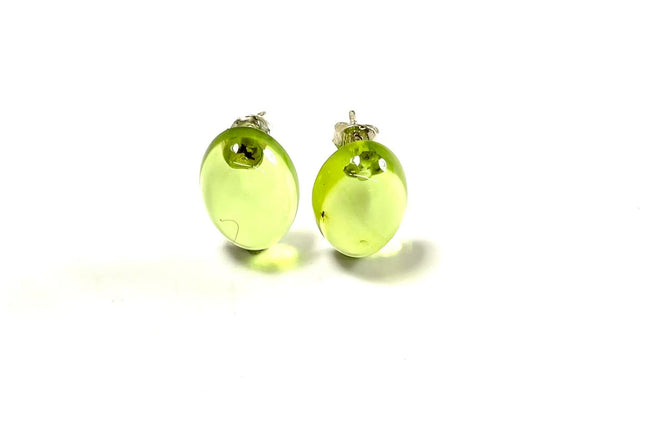 SS Caribbean Amber Oval Stud Earrings