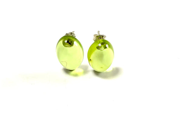 SS Caribbean Amber Oval Stud Earrings