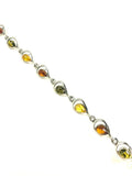 SS Amber Multicolor Pear Bezel Bracelet