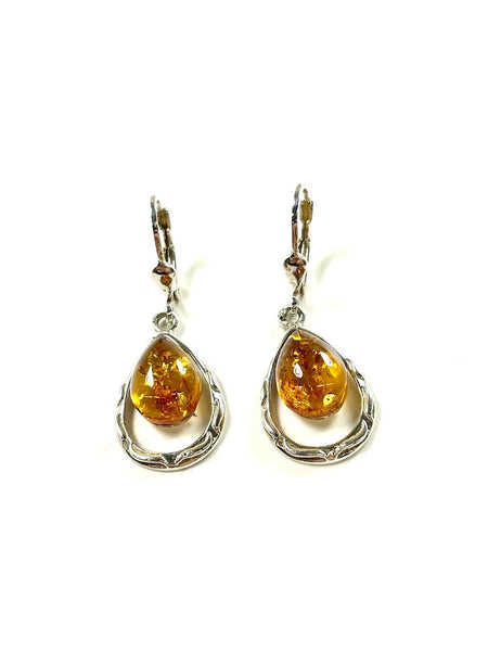 SS Amber Heart Stud Earrings