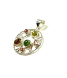 SS Tourmaline Multicolor Circle Pendant