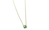14K Emerald and Diamond Rectangle Necklace