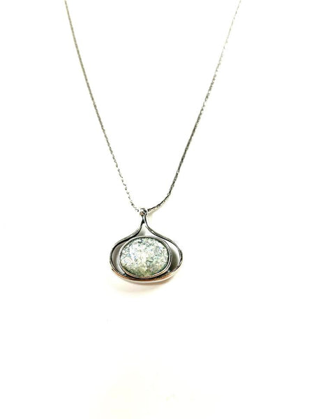 SS Roman Glass Oval Teardrop Necklace