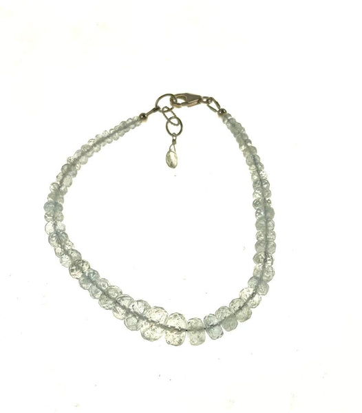 SS Aquamarine Faceted Bead Bracelet
