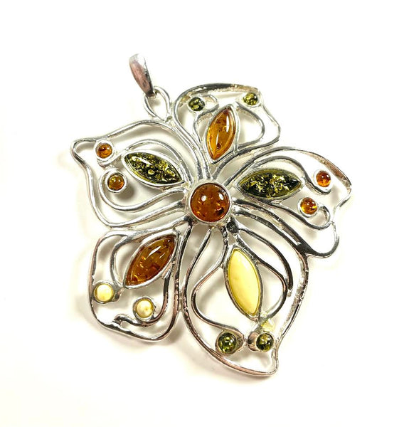 SS Amber Large Flower Pendant