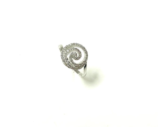 SS CZ Swirl Cutout Ring Size 7