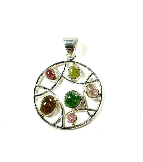 SS Tourmaline Multicolor Circle Pendant