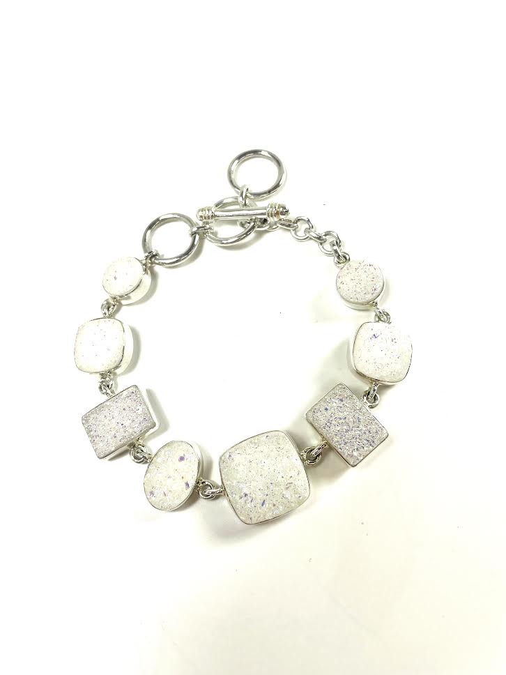 SS Silicon Druzy Quartz Toggle Bracelet