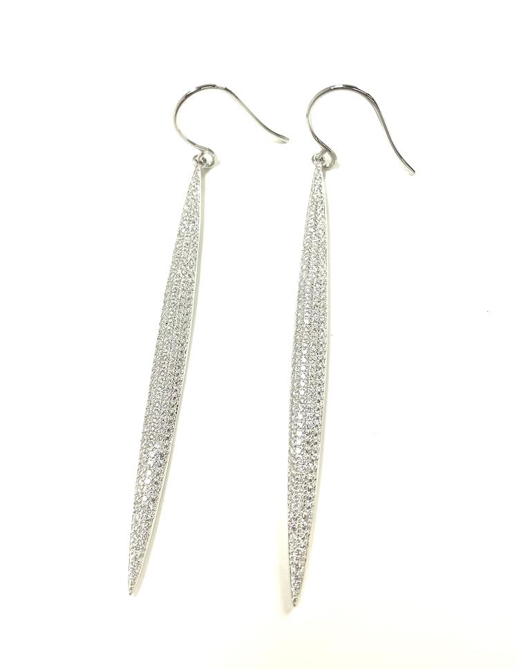 SS CZ Marquise Long Dangle Earrings