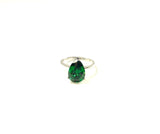 SS Created Emerald Pear Ring Size 8,9