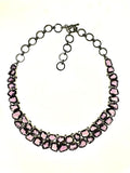 SS Amethyst Two Row Bezel Necklace