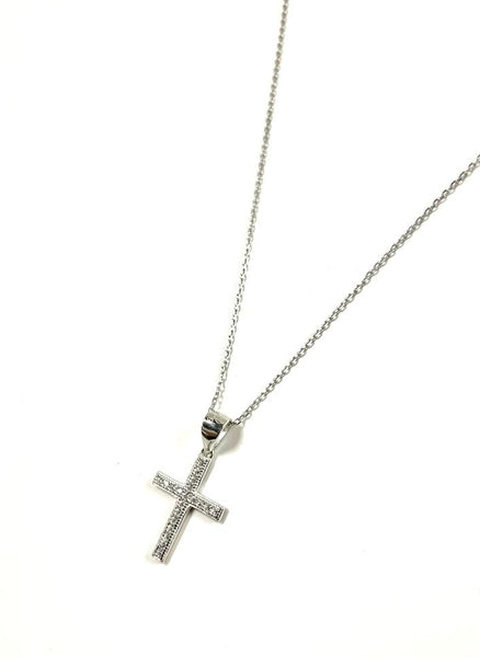 SS CZ Cross Necklace