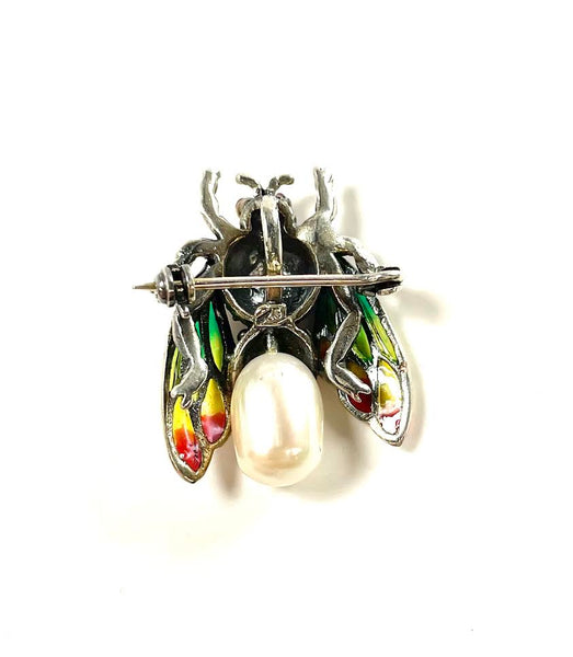 SS Pearl Enamel Bee Pin/Pendant
