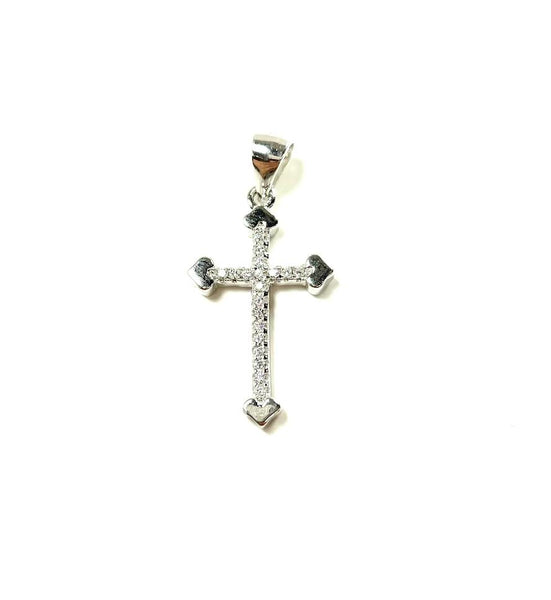 SS CZ Cross and Heart Pendant