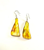 SS Amber Nugget Trapezoid Dangle Earrings